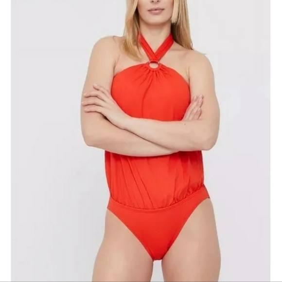 🧡NEW Michael Kors Halter Swimsuit One Piece - Picture 3 of 4